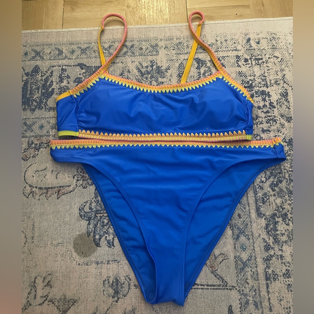 No Boundaries Blue Bikini with Colorful Trim